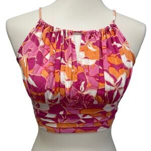 Japna Womens Small 100% Viscose Cropped Floral Halter Top